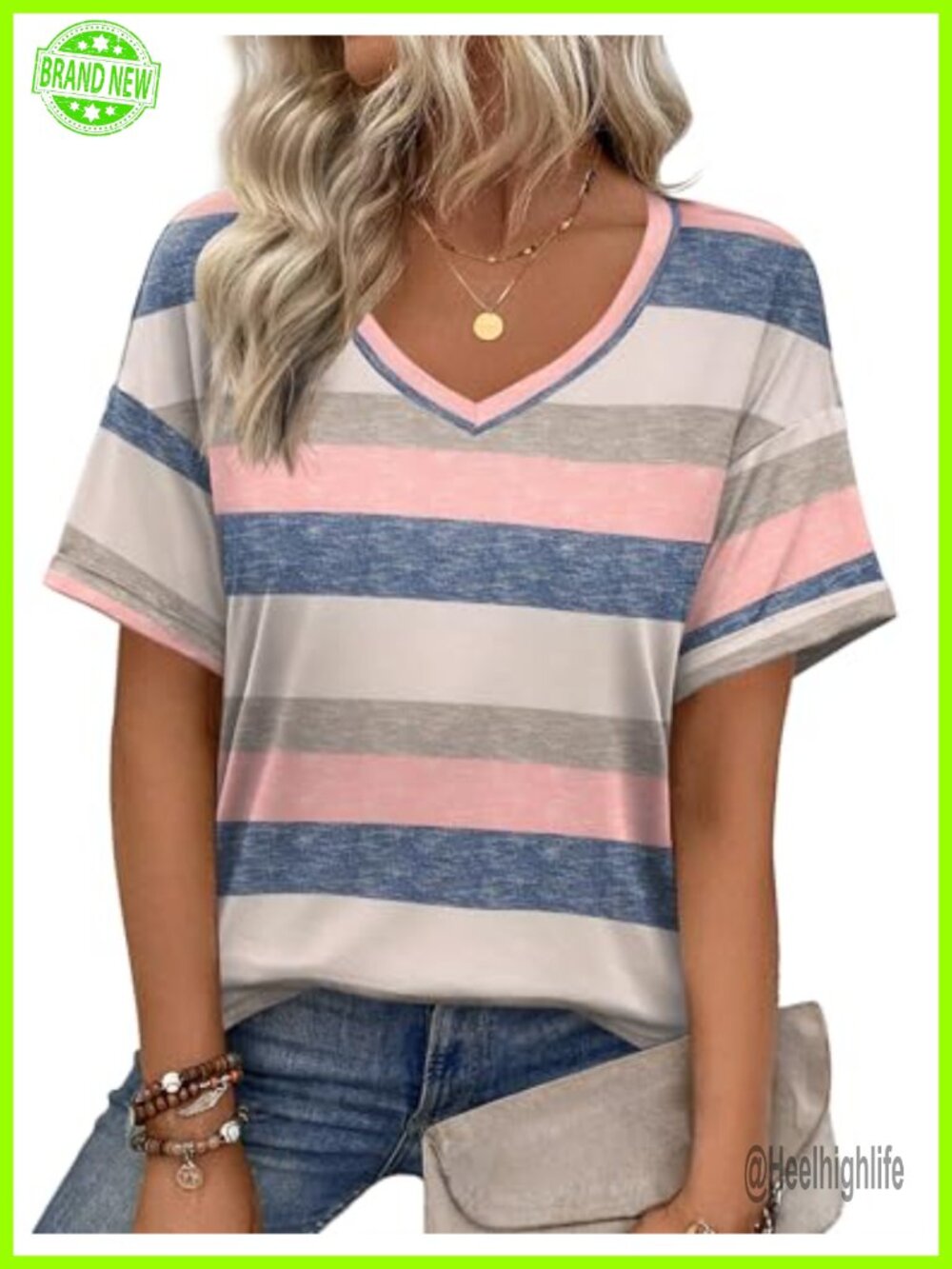 Womens V Neck Short Sleeve T Shirt Loose Fit Casual Work Summer Top